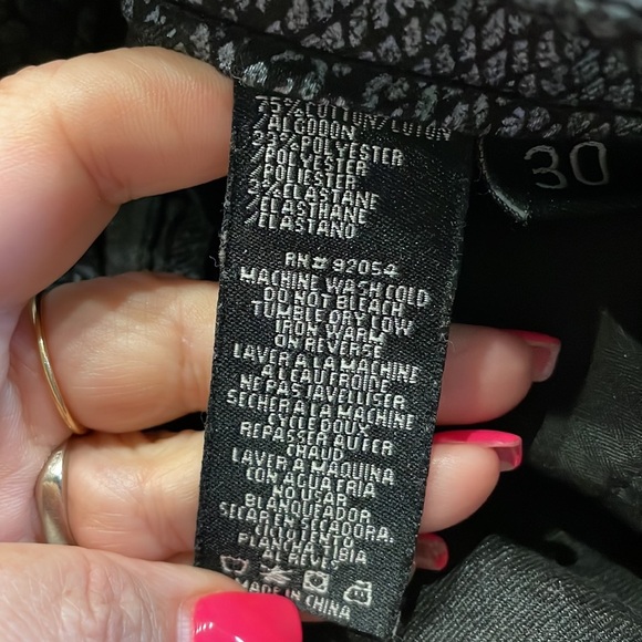 DAVID KAHN metallic snake print ankle jean stretch straight cut silver black 30w - Picture 8 of 13